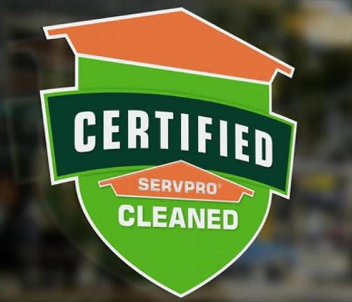 Certified: SERVPRO Cleaned sticker on window.