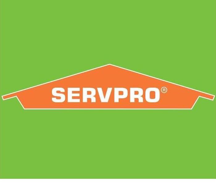 SERVPRO logo in orange and white with a green background
